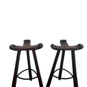Set of 2 vintage spanish brutalist stools / bar stools