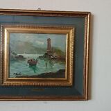 Oil painting Giovanni Bertè 60s/70s river landscape