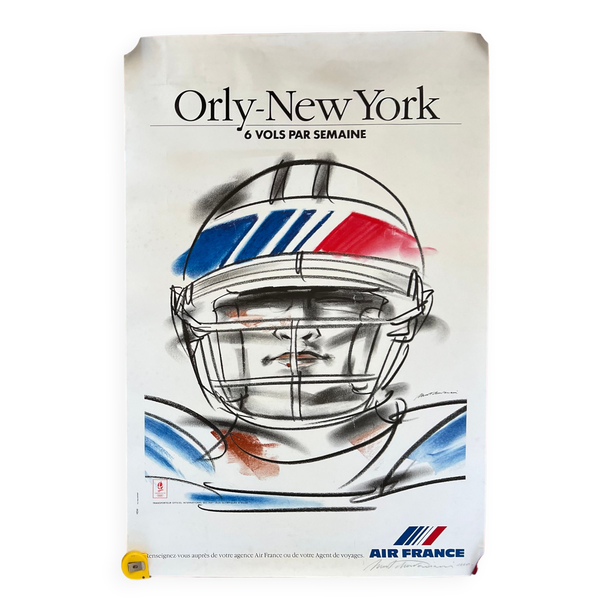 Signed; air france orly new-york poster henri matchavariani (vogue illustrator) 1992