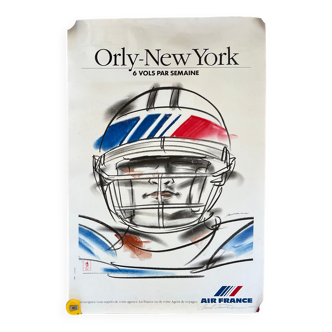 Signed; air france orly new-york poster henri matchavariani (vogue illustrator) 1992