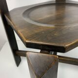 Set of 4 architectural brutalist dining chairs in beech wood, 1970s