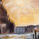 Signed painting oil on canvas landscape Venice "Santa Maria" sunset