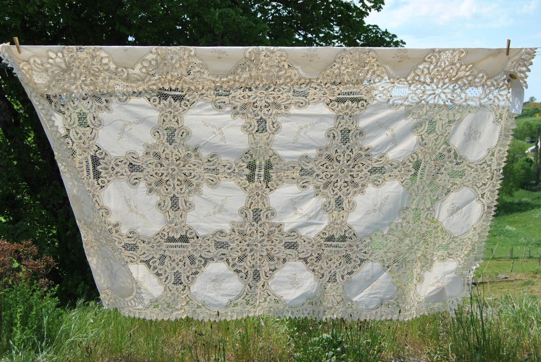 Hand embroidery tablecloth 170x260 + 12 matching towels