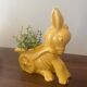 Figurine, vintage yellow ceramic donkey