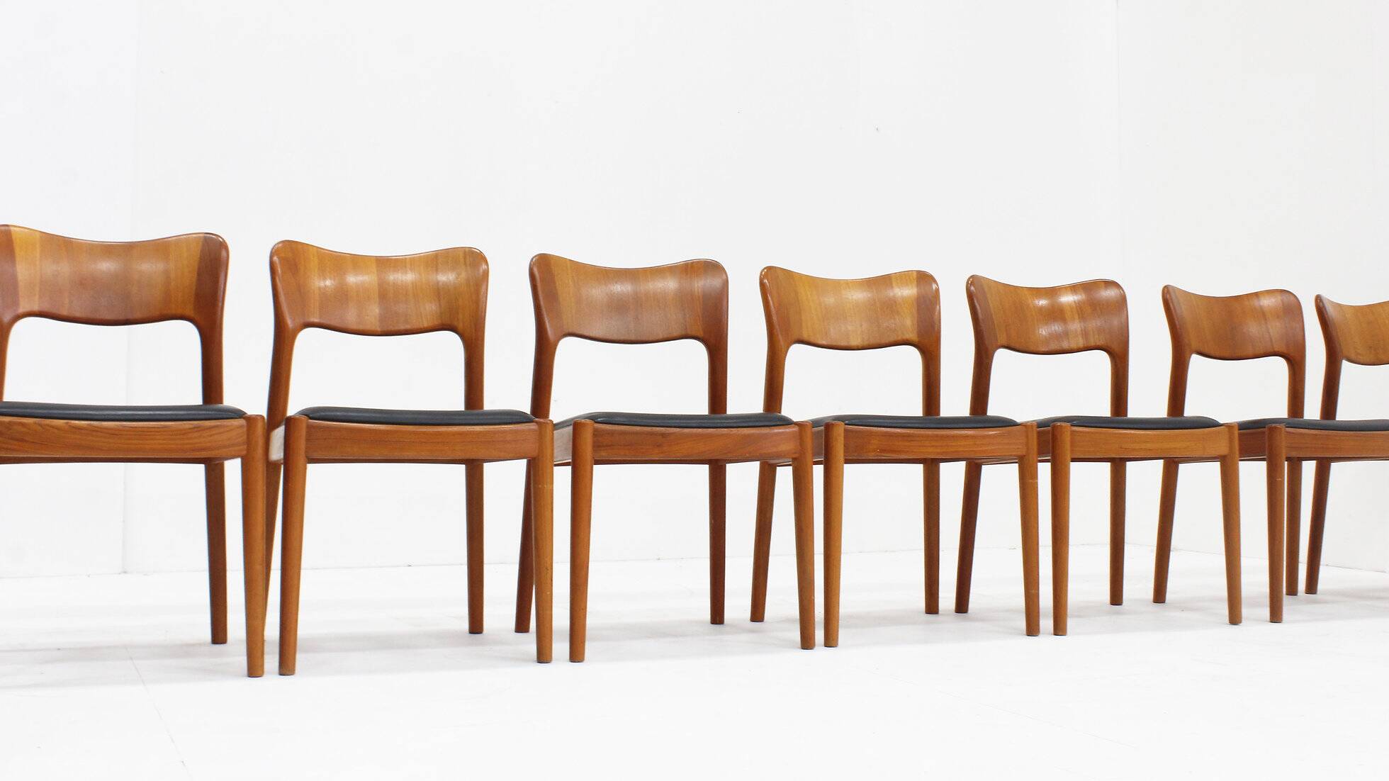 Vintage Danish dining chairs by Niels Koefoed 1960s teak set of 7