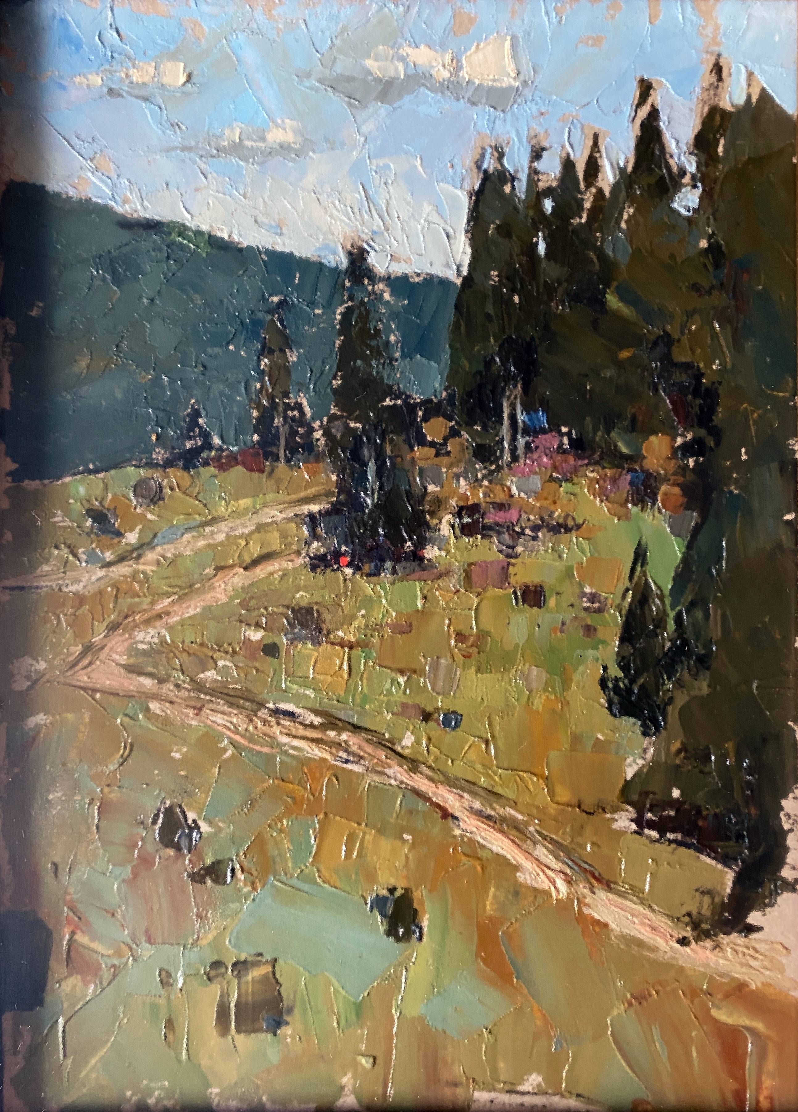 HSP table "the wooded meadow" Ukrainian school XX signed + frame