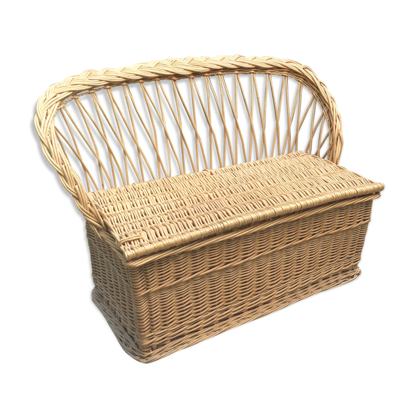Toy box bench vintage rattan