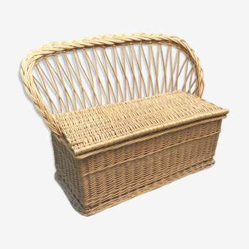 Toy box bench vintage rattan