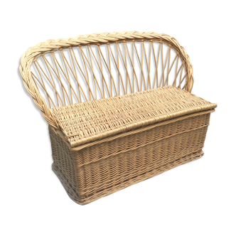Toy box bench vintage rattan