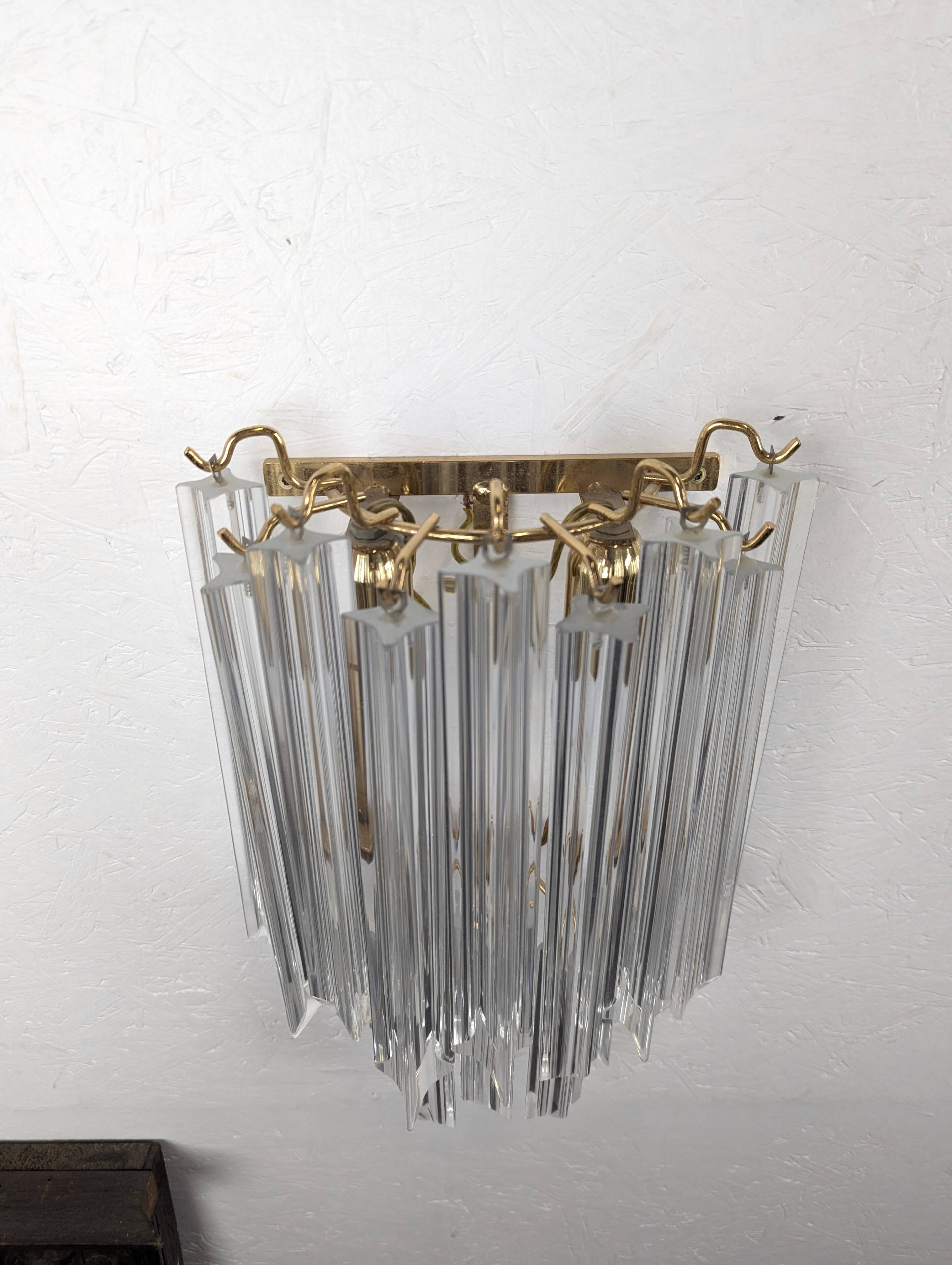 Brass and Murano wall light by Venini by Novaresi