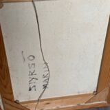 Huile sur toile suédoise d'époque mi-siècle – « Maison de bateau » par Nils Öberg – Vintage et encadrée – 53,5 × 45,5 cm (21,1" × 17,9")