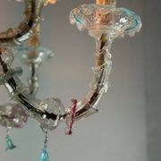 Rezzonico Venetian chandelier in multicolored Murano glass, 12 light arms, circa 1900