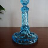 Candleholder Door blue molded glass signed