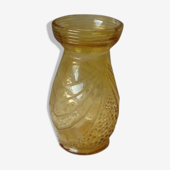 Vase a jacinthe en verre moule epoque art déco