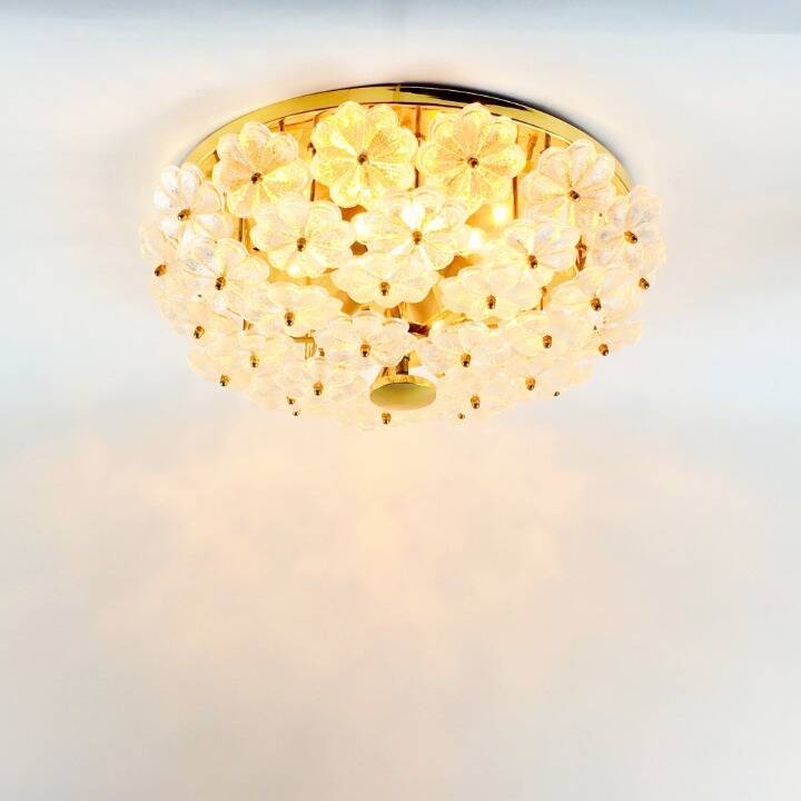Very Large Mid Century Floral Murano Glass Flush Mount/Ceiling Light By Ernst Palme, Germany, 1970s