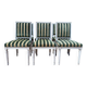 Set of 6 Louis XVI style chairs – Painted wood & striped velvet