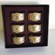 Six rounds of brass towel in their original box 1960  Art Deco