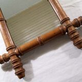 Turned wooden bamboo mirror 35x40cm