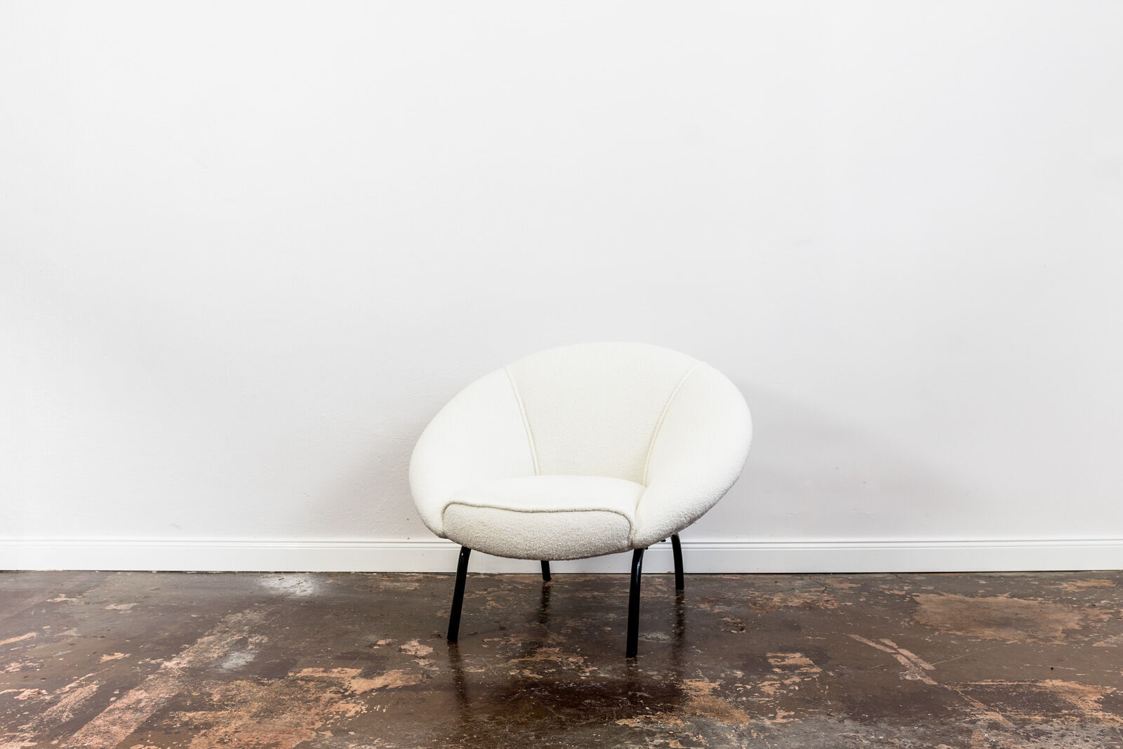 Mid century white boucle armchair 1950's
