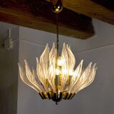 Venini's floral chandelier, murano glass leaves, Italy, 1970