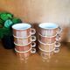 8 tasses à café de bistrot marron et blanche, en porcelaine, vintage