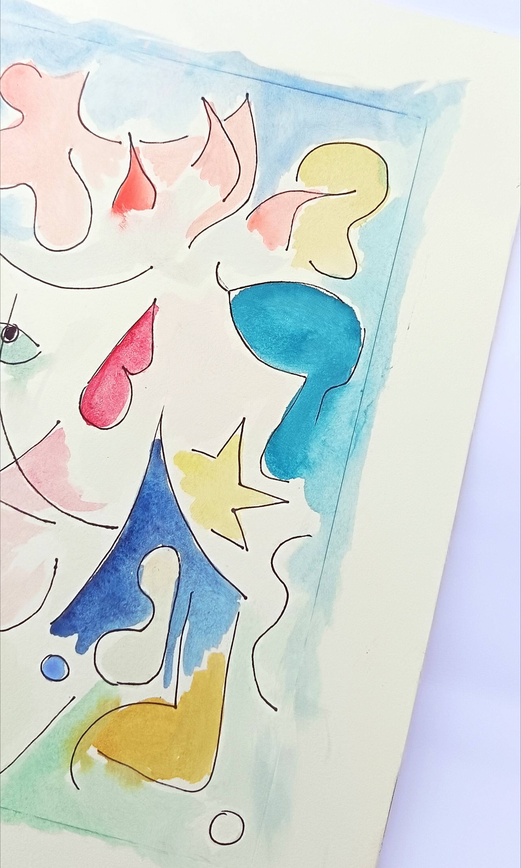 Original abstract painting – poetic composition – 24 x 34 cm