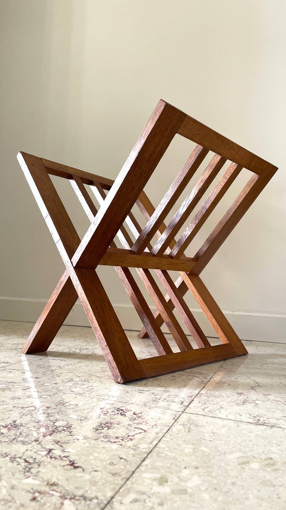 Vintage geometric magazine rack