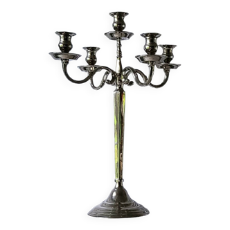 Chandelier 5 feux en métal argenté