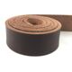 Handmade J. Adnet style mirror in brown vegetable-tanned leather, ø 45 cm