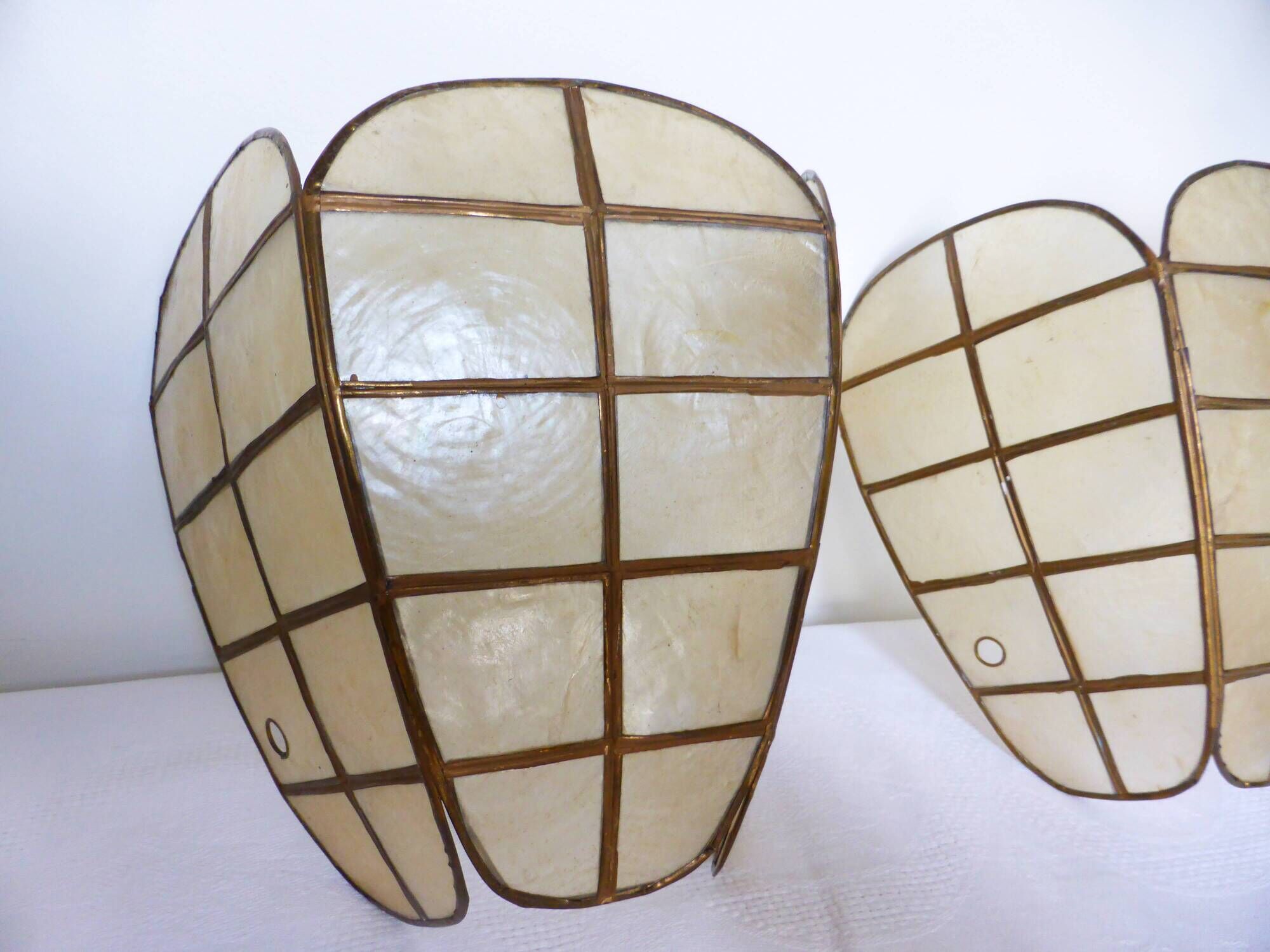 Vintage mother-of-pearl and brass wall lamp 210897