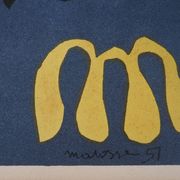 Henri matisse: cut-out on blue background - signed lithograph