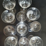 11 Large crystal glasses engraved Boch geometric pattern