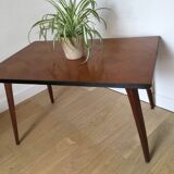 Table basse vintage bois pieds compas
