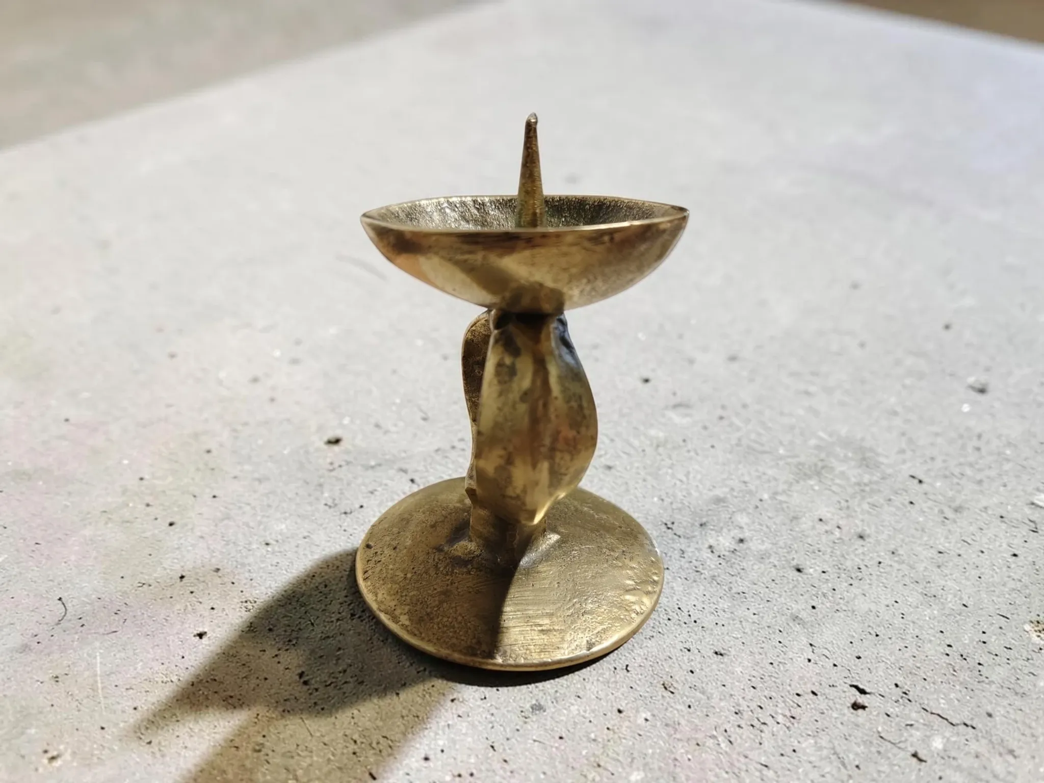 Vintage Brutalist Candle Holder in Solid Brass – Mid-Century Modern Design