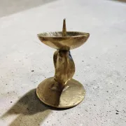 Vintage Brutalist Candle Holder in Solid Brass – Mid-Century Modern Design