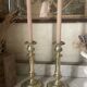 Pair of 19th century guilloche brass candlesticks