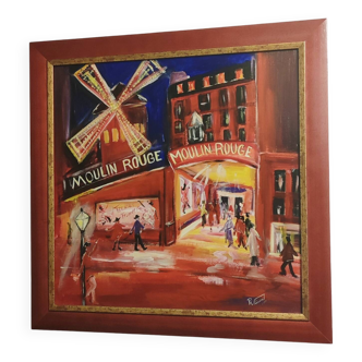 Signed painting of the Moulin Rouge