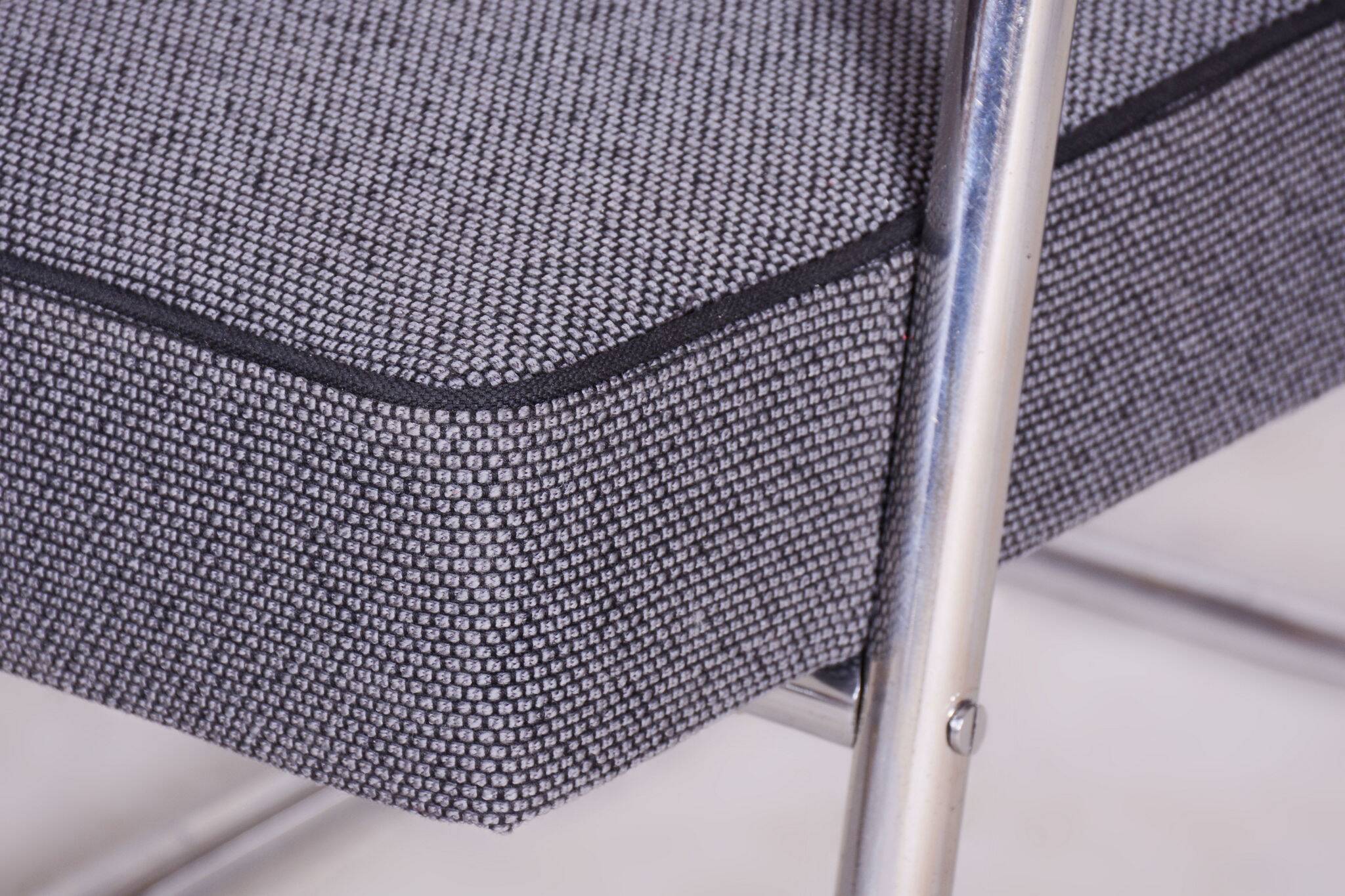 Restored Bauhaus Armchair, by Karel Josef Říha, New Upholstery, Czech, 1930s