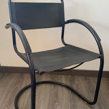 Vintage black sleigh armchair