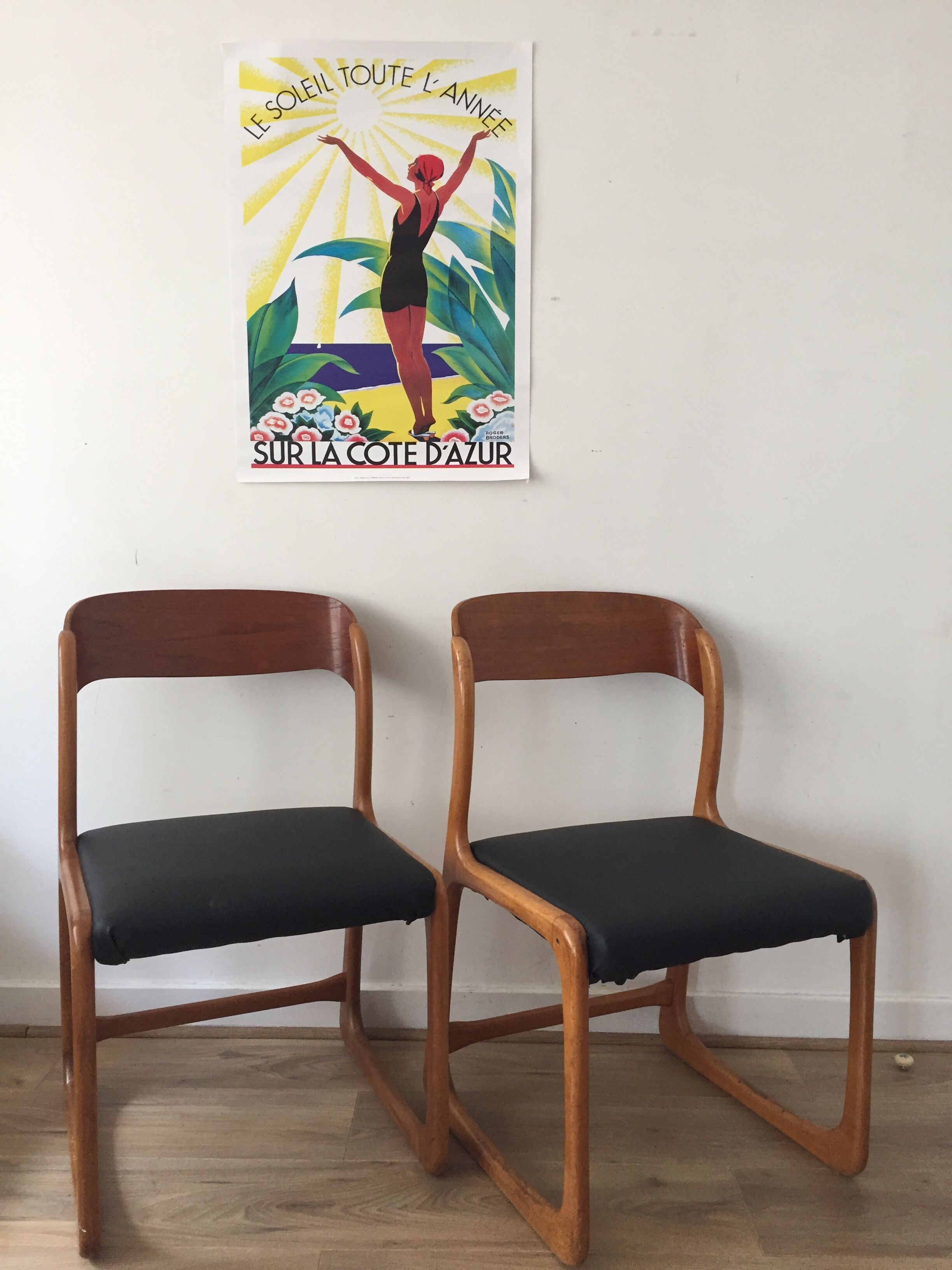 Pair of armchairs Baumann vintage sled