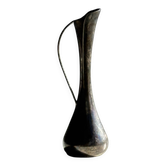 Vintage silver-plated soliflore vase with a dark patina in the shape of a ewer.