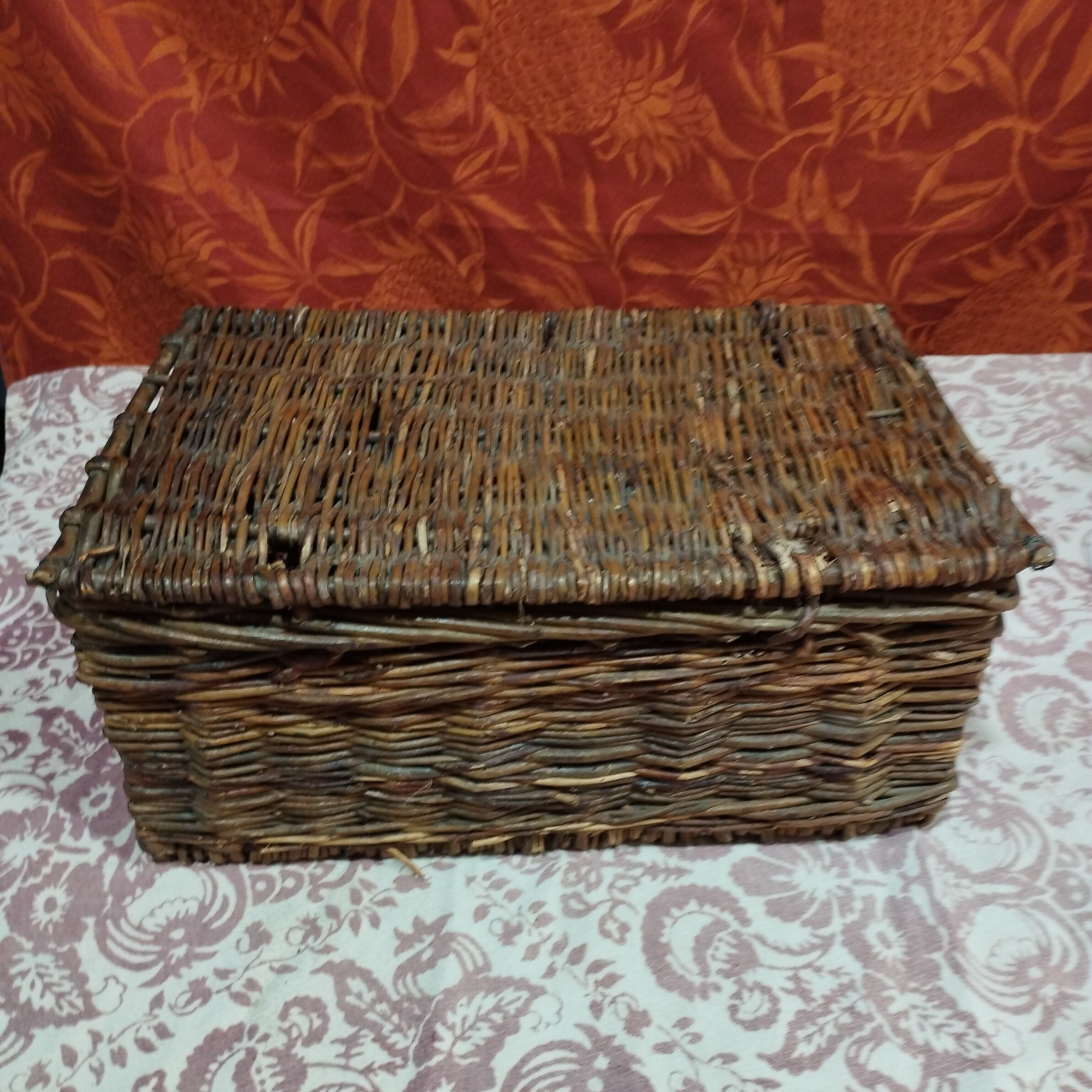 Woven wooden chest