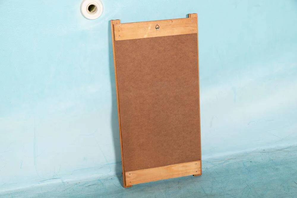Miroir suédois minimaliste en bois de pin Japandi des années 70