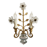Murano glass flower and foliage wall light Baguès