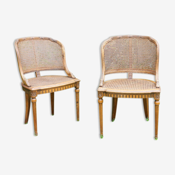 Pair of Louis XV canine armchairs with gondola backs of convertible shapes