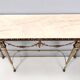 Vintage walnut console with a portuguese pink marble top and brass frame, italy