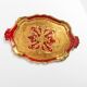 Deep red vintage decorative plate in wood, Italy, 1960s