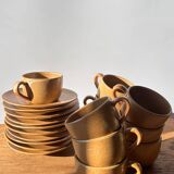 Set of 10 CNP village stoneware coffee cups and saucers