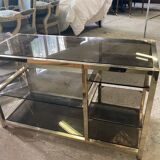 Storage modules in brass and smoked glass design 70s