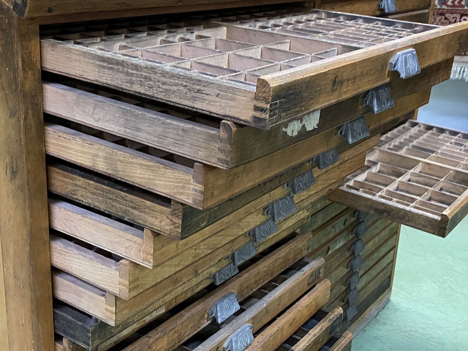 Double oak printer furniture from the 1930s